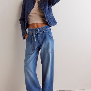 We The Free Blue Jay Belted Boyfriend Jeans